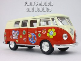 VW T1 (Type 2) &quot;Peace and Love&quot; Bus 1/32 Scale Diecast &amp; Plastic Model - Red - £13.23 GBP
