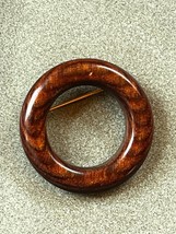 Handmade Walnut Wood Open Circle Pin Brooch – 1.25 inches in diameter – - £6.71 GBP