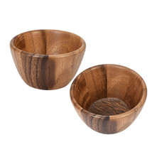 Eco-Friendly Two Mini Hand Carved Bowl 4-inch Kitchen Rain Tree Wooden Set - £14.20 GBP