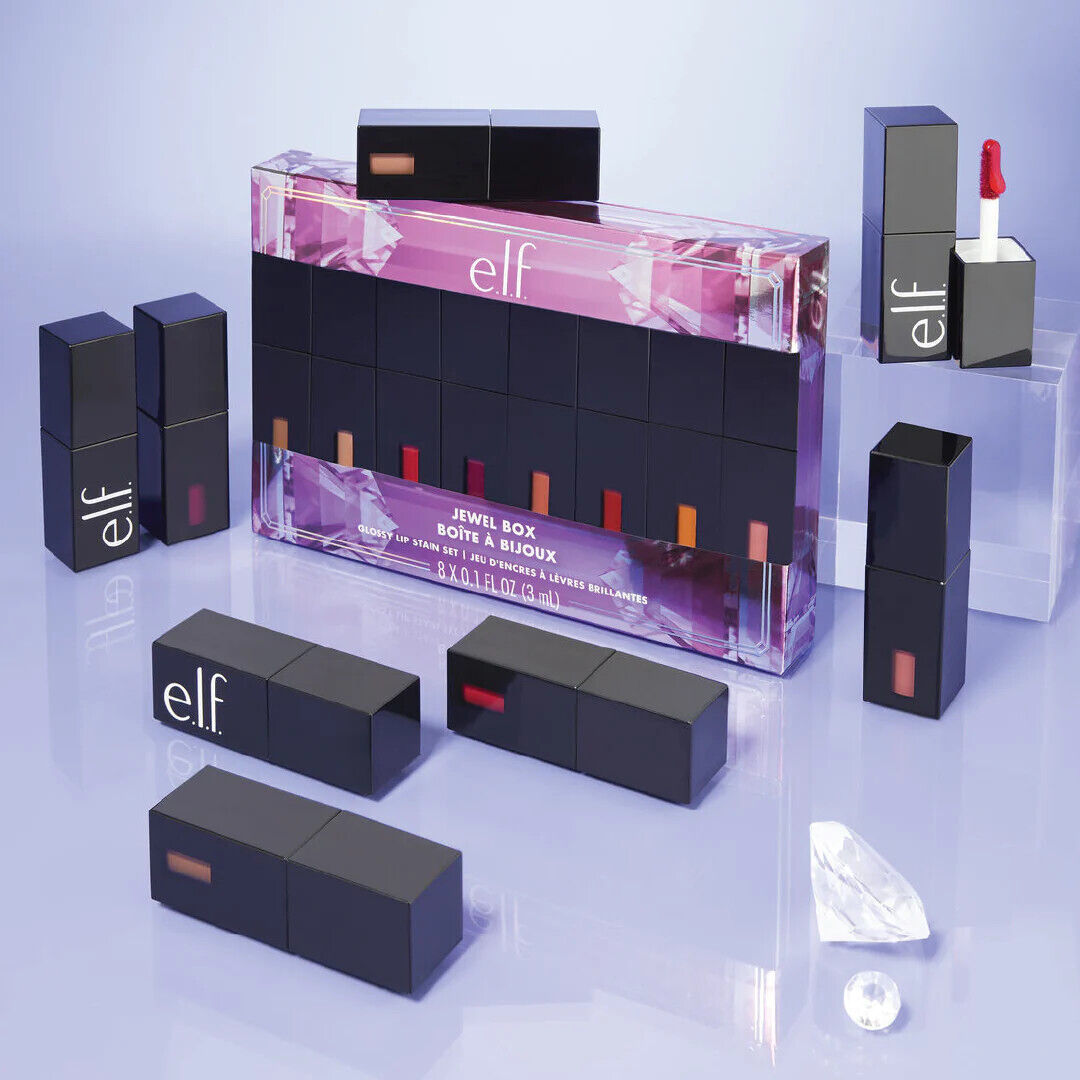 e.l.f Jewel Box GLOSSY Lip Stain ELF set of 8 RARE DISCONTINUED LIMITED ED NIB - $41.53