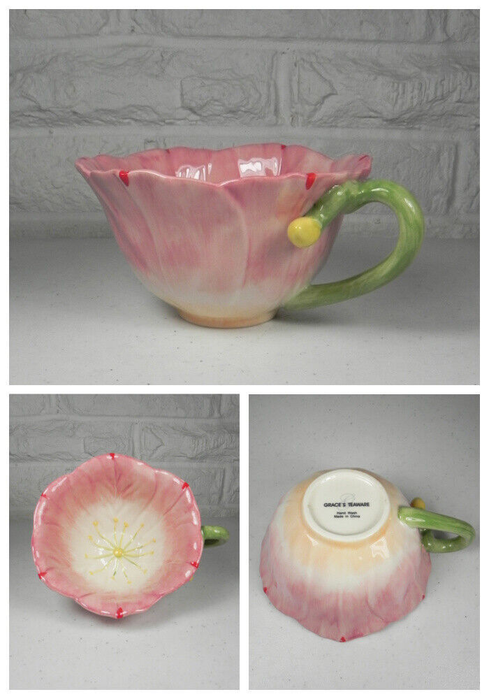 Primary image for Graces Teaware Pink Peony Flower Tea Coffee Cup Mug 24 Oz New 