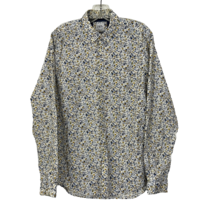 Zara Mens Slim Fit Button Up Long Sleeve Collared Berry Floral Size Medi... - $13.98