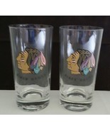 Vintage Set Of 2 Chicago Blackhawks Hi Ball Glasses - Old Logo - NHL - $94.91 CAD