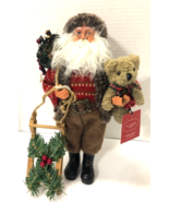 St Nicholas Square 11&quot; Santa with Bear &amp; Sled Figurine NWT - €21,49 EUR