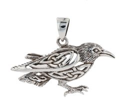 Jewelry Trends Celtic Knot Raven Bird Sterling Silver Pendant - £72.32 GBP