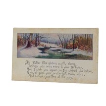 Postcard Good Wishes Winter Scene Running River Vintage Unused - $4.01