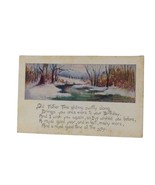 Postcard Good Wishes Winter Scene Running River Vintage Unused - €3,44 EUR
