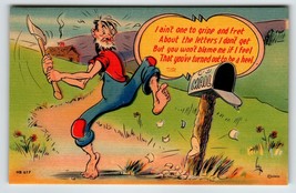 Hillbilly Chopping Down Mailbox With Axe Linen Postcard Comical Humor Un... - $15.91
