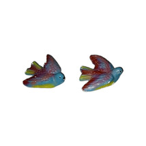 USA Chalkware Pottery Bluebirds Wall Hang Set Of 2 Vintage MCM Plaster - $278.42 MXN