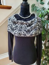 Jones New York Women Black Cotton Cowl Neck Long Sleeve Pullover  Sweater Large - £44.07 GBP