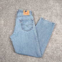 Levis 550 Jeans Men 34x32 Blue Denim Straight Leg Faded Frayed Pocket Cuffs - £14.85 GBP