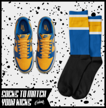 STRIPES Socks for Dunk Low UCLA Blue Jay University Gold Yellow Michigan Shirt 1 - £16.18 GBP