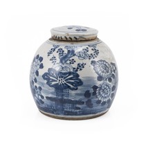 Blue &amp; White Vintage Ming Jar Four Season Plant - Small - £143.63 GBP