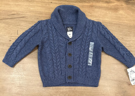 OshKosh Baby B&#39;gosh Blue Shawl Collar Cardigan Sweater Cotton Infant Size 6M NEW - £23.10 GBP