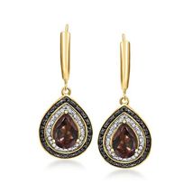 2.00 Ct Pear Cut CZ Brown Diamond Drop &amp; Dangle Earrings 14K Yellow Gold Finish - £63.94 GBP