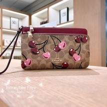 NWT Coach Double Zip Wallet In Signature Canvas With Cherry Print CZ763 - $137.61