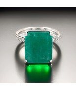 Natural Emerald Diamond Ring 6.5 14k White Gold 8.27 TCW Certified $4,95... - $2,564.10