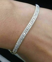 Simulated Round Diamond Tennis Wedding Women&#39;s Bracelet 14k White Gold Plated - £194.93 GBP