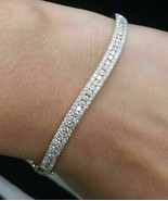 Simulated Round Diamond Tennis Wedding Women&#39;s Bracelet 14k White Gold P... - £193.16 GBP