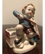Vintage Little Boy Playing Violin On A Rock Occupied Japan Toothpick Holder - £8.27 GBP