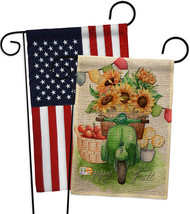 Sunflowers Fall Burlap - Impressions Decorative USA Applique Garden Flags Pack G - £27.49 GBP