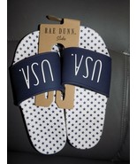 Rae Dunn USA Slides Sandals White W/Navy Stars Patriotic Size 9 Women&#39;s NEW - $66.65 CAD