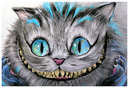 Cheshire Cat Grin Bright Colors Fine Art Print Manuela Lai Alice in Wonderland - £18.36 GBP+