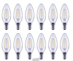 12 LED Bulbs 60-Watt Equivalent B11 Dimmable Clear Glass Filament Vintage Edison - £18.67 GBP