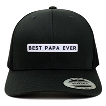 Trendy Apparel Shop Best Papa Ever Patch 6 Panel Retro Baseball Mesh Cap - Black - £19.97 GBP