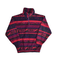 Vintage Jenny B 1/4 Zip Fleece Sweatshirt Womens S Aztec Navajo Inca Print - £18.71 GBP