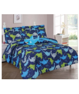 6 Piece Comforter Set Kids Bed in a Bag- Twin (Blue Shark) - £43.92 GBP