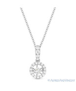 0.24 ct Floating Round Cut Diamond 14k White Gold Halo Pendant &amp; Chain N... - €864,39 EUR