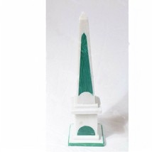 18&quot; Marble Obelisk Green Malachite Pietra Dura Inlay Antique Home Decor Room - £1,216.32 GBP