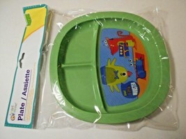 Angel Of Mine Divided Plate 7.75&quot; diam Square Hard Plastic Green Little ... - $4.95