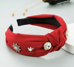 red clear round rhinestone beaded fabric headband hair accessory 5 de Mayo - $12.95