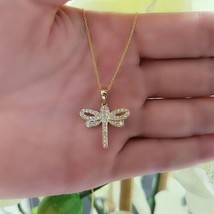 1.50Ct Round Cut Lab-Created Diamond Dragonfly Pendant 14K Yellow Gold Plated - $176.39