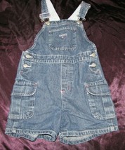 Tommy Hilfiger Unisex Boy Girl 6 Shortall Jean Denim Overalls Flag Logo - $24.74