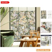 Elegant Star Magnolia Window Film - Vibrant Pattern &amp; UV Protection, 24x... - $45.49