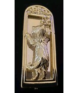 AJC Pin Brooch Jewelry Cat Looking into Mirror Vintage 2.5&#39;&#39; Brushed Gold - $317.41 MXN