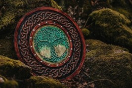 Viking shield with carved old Norse tree of life symbol - Yggdrasil RR14 - £182.43 GBP