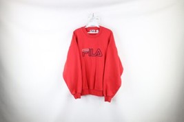 Vintage 90s Fila Mens Large Faded Spell Out Big Logo Crewneck Sweatshirt Red - £36.95 GBP