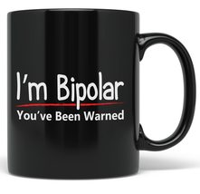 PixiDoodle Funny Bipolar Mental Disorder Warning Coffee Mug (11 oz, Black) - £20.33 GBP+
