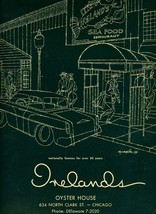 Irelands Oyster House Menu Clark Street Chicago Illinois 1950&#39;s - $119.10