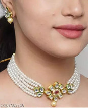 Kundan Choker Meena Necklace Earrings Jewelry Set Trending 2023 Latest Design 05 - £10.60 GBP