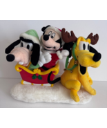 VTG Gemmy Disney Animated Mickey Goofy Pluto Music Christmas Sleigh w/Video - $41.66 CAD