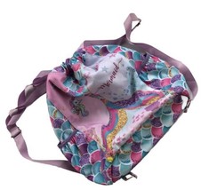 Mermaid Gym Drawstring String Bag Backpack  - 15” × 12” Sports Multi Color - £12.55 GBP