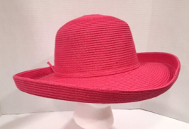Sun N Sand Hot Pink Wide Brimmed Beach Fashion Hat 7&quot; Fit Bright - £14.04 GBP