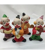 Set Of (4) 5&quot; Porcelain Clowns In A Band Instruments Saxophone Cymbals G... - $16.28 CAD