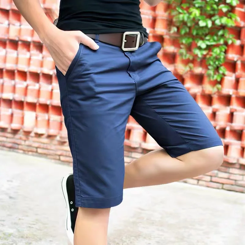 On solid shorts male high quality casual business social bermuda men shorts hombre half thumb200