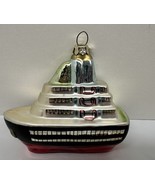 Christmas Ornament Blown Glass Hand Painted Cruise Ship Vacation 4 x 3.5 - $27.71 CAD